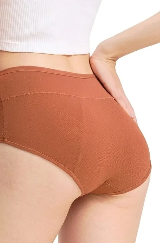Maven Nove P14 leak proof panties in Caramel, back view showing full seat coverage